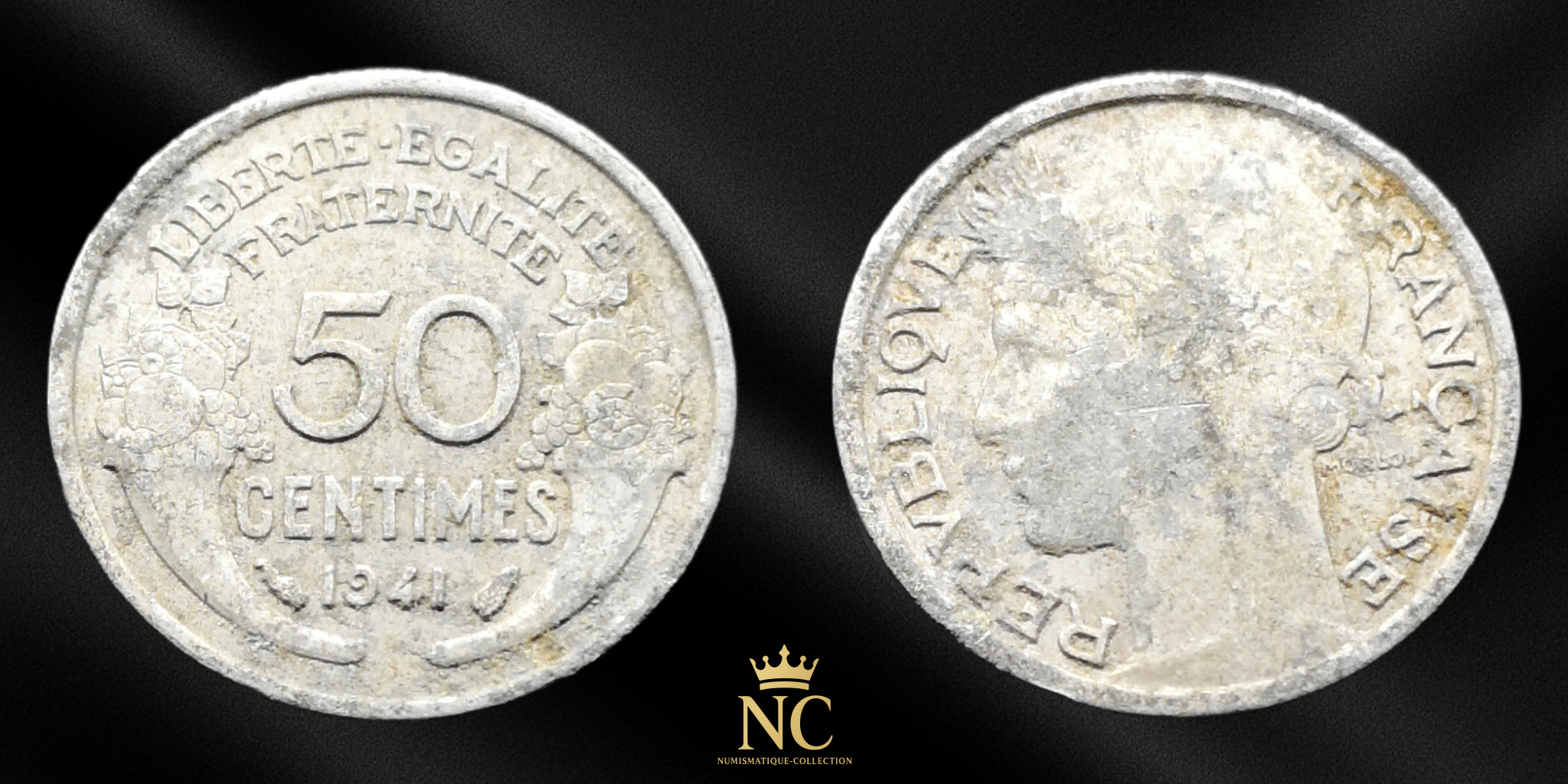 Coin France 1941 50 centimes Morlon Aluminium Lourde